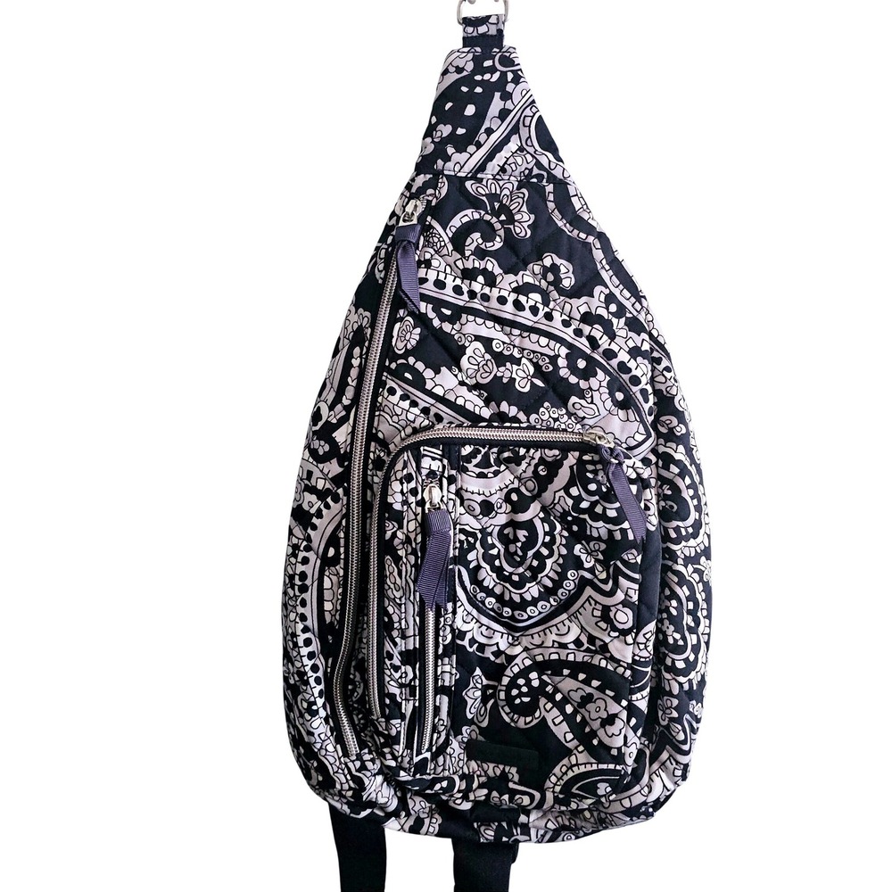 Vera Bradley NEW Sling Backpack Blue White Paisley Quilted Crossbody Bag  School
